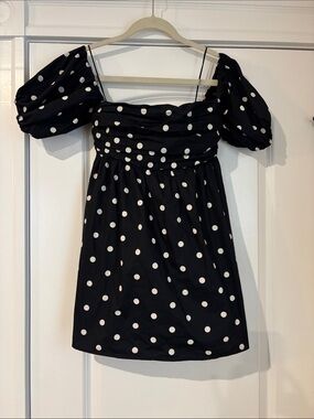 Abercrombie & Fitch Navy Romper with Cream Polka Dots